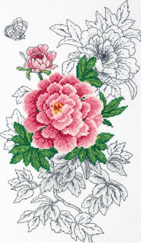 Counted Cross Stitch Kit Peony Flowers DIY VDV
