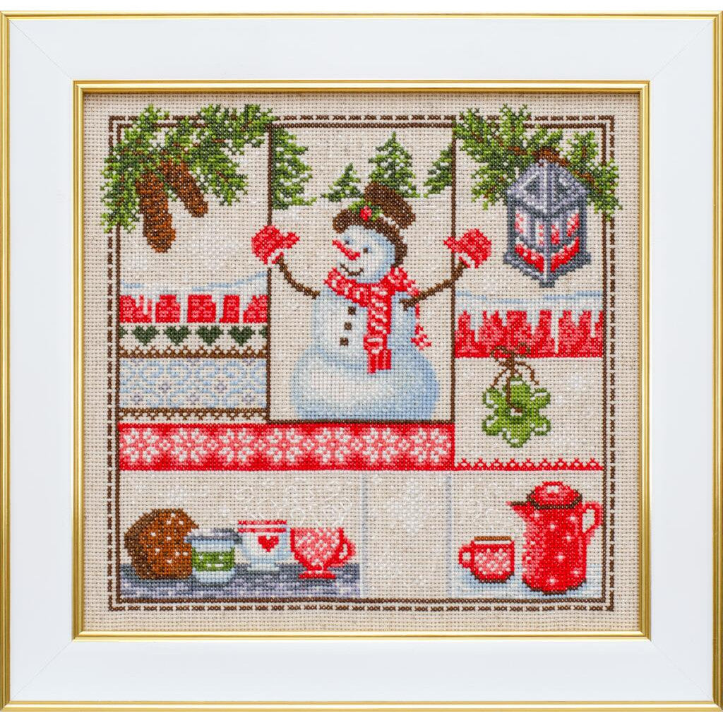 Kreuzstichset „Frohe Weihnachten“ zum Selbermachen, unbedruckte Leinwand 