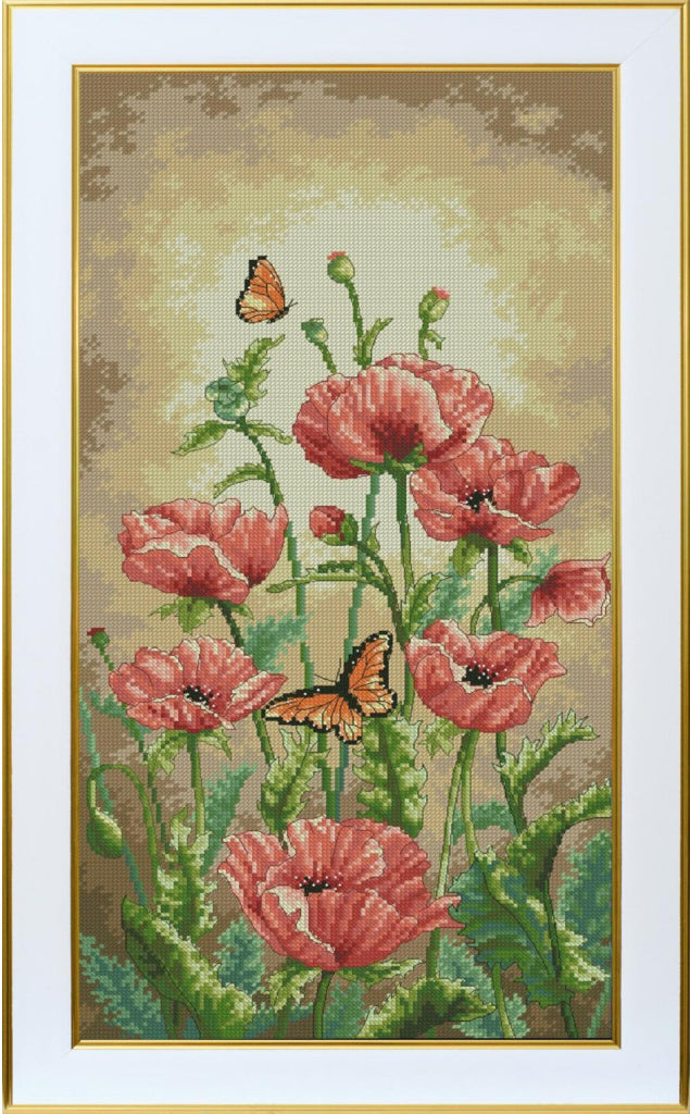 Counted Cross Stitch Kit Poppies Flowers DIY VDV