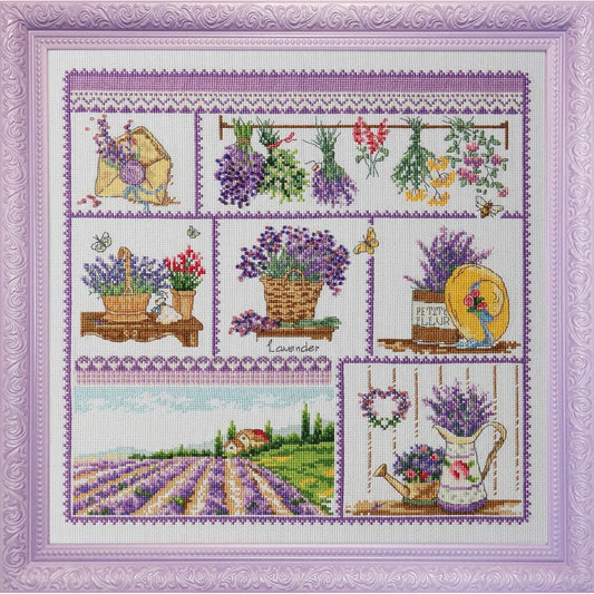 Counted Cross Stitch Kit Lavender Flowers DIY VDV