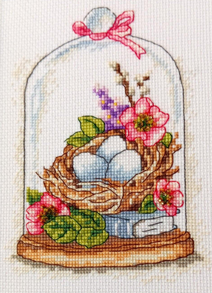 Kit de point de croix compté Sampler de printemps DIY Toile non imprimée 