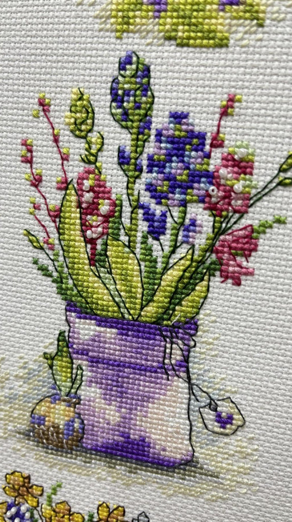 Kit de point de croix compté Sampler de printemps DIY Toile non imprimée 