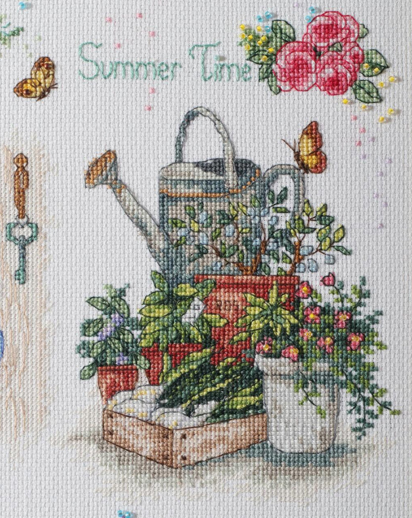 Kreuzstichset Sommerblumen DIY Unbedruckte Leinwand 