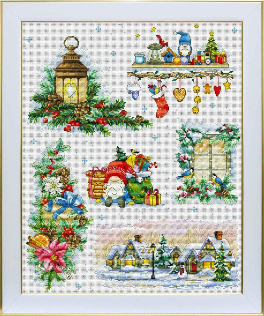 Counted Cross Stitch Kit Merry Christmas Winter Sampler DIY VDV