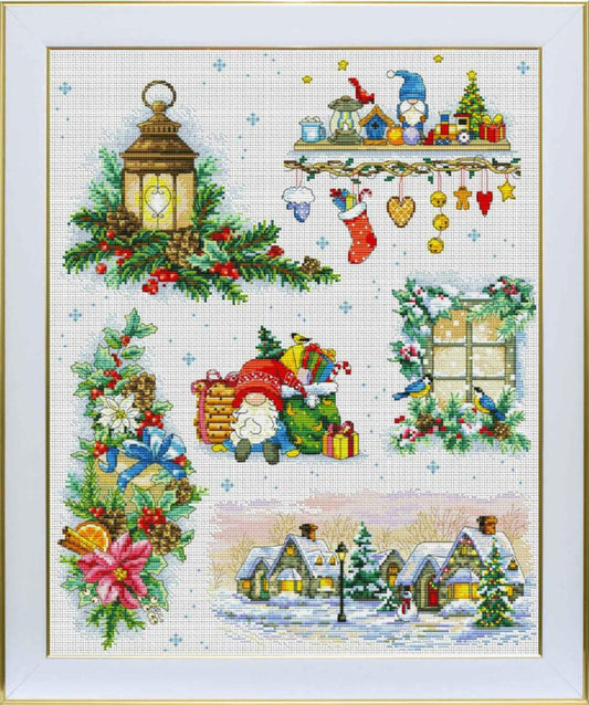 Counted Cross Stitch Kit Merry Christmas Winter Sampler DIY VDV