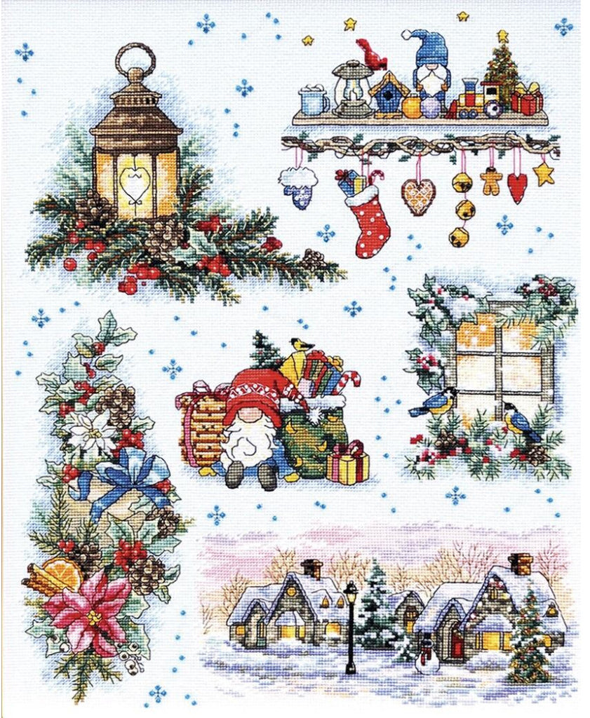 Counted Cross Stitch Kit Merry Christmas Winter Sampler DIY VDV