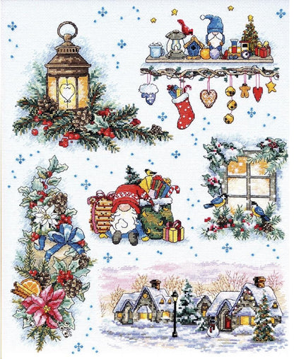 Counted Cross Stitch Kit Merry Christmas Winter Sampler DIY VDV