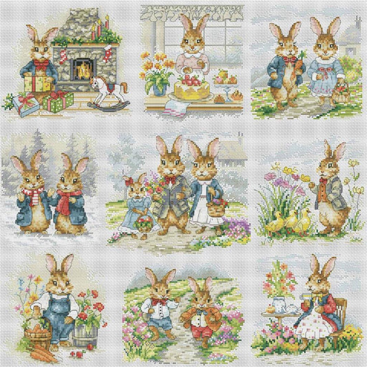 Counted Cross Stitch Kit Stories of Bunnies DIY VDV