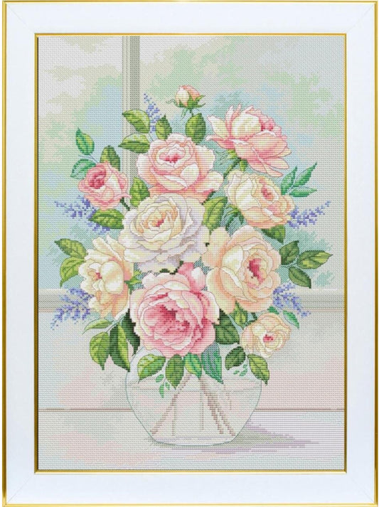 Counted Cross Stitch Kit Roses Flowers DIY VDV