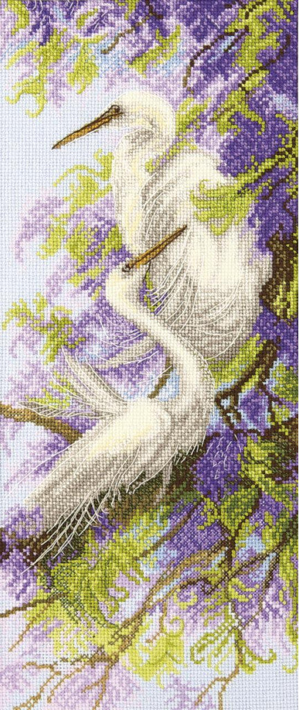 Counted Cross Stitch Kit Herons and wisteria DIY Charivna mit