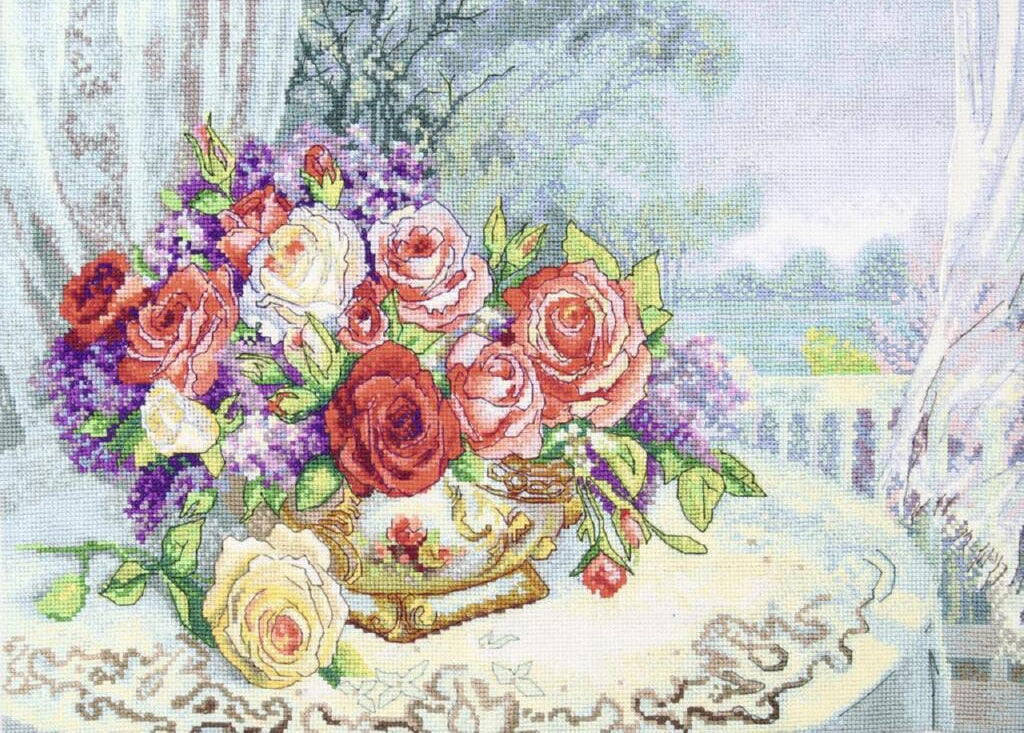 Counted Cross Stitch Kit Roses Flowers DIY Charivna mit