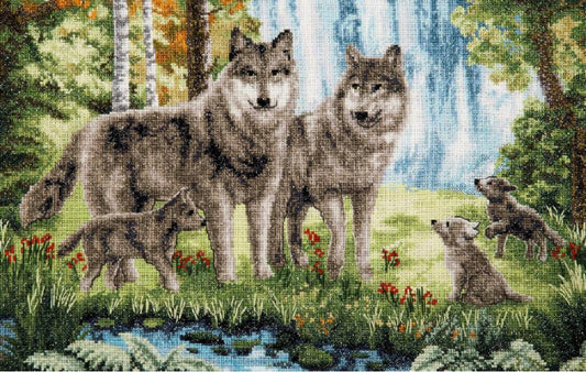 Counted Cross Stitch Kit Wolves family DIY Charivna mit