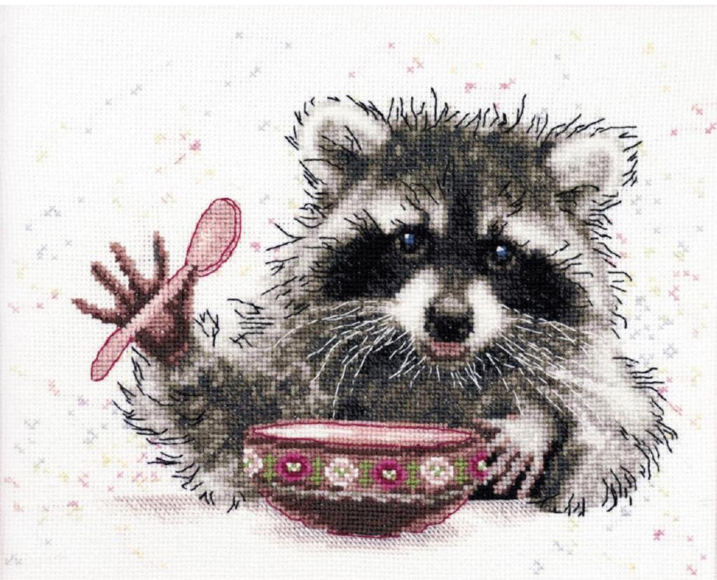 Counted Cross Stitch Kit Raccoon DIY Charivna mit