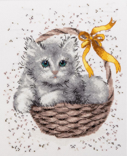 Kit de broderie au point de croix compté Chat DIY Toile non imprimée 