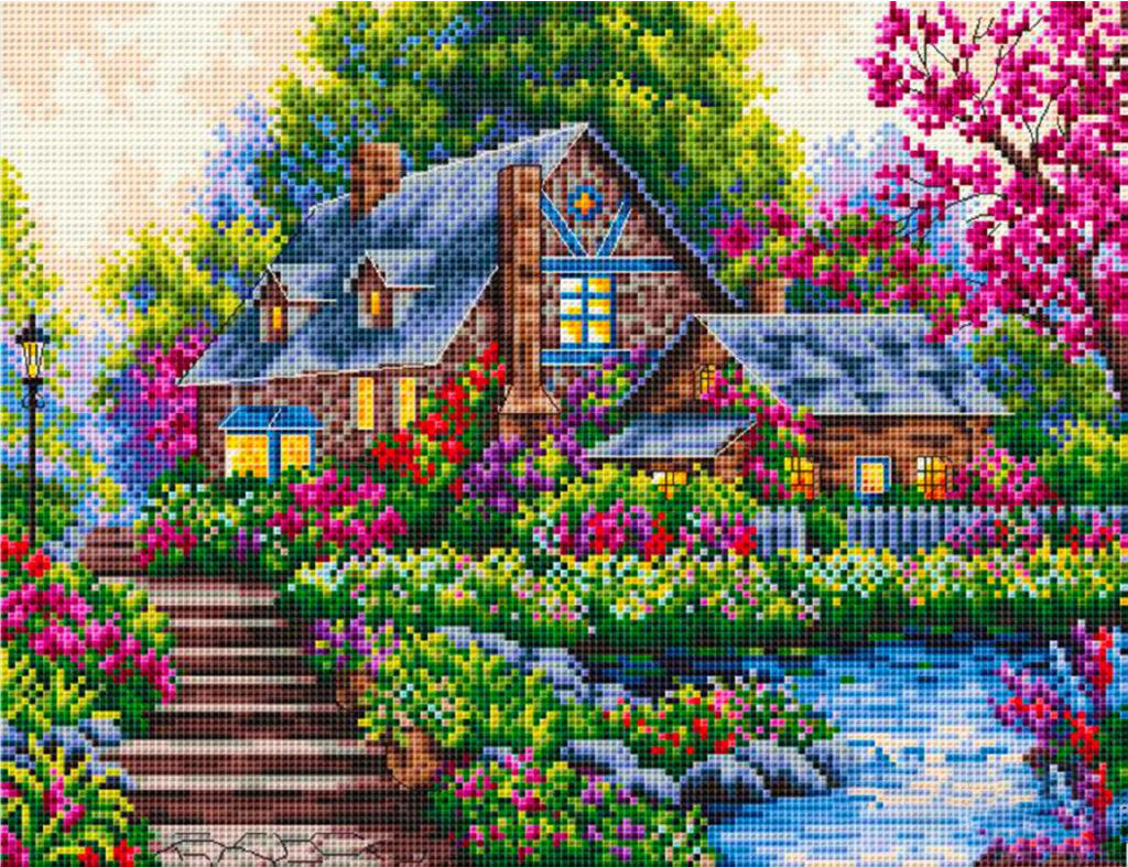 Counted Cross Stitch Kit House on the garden DIY Kolorova