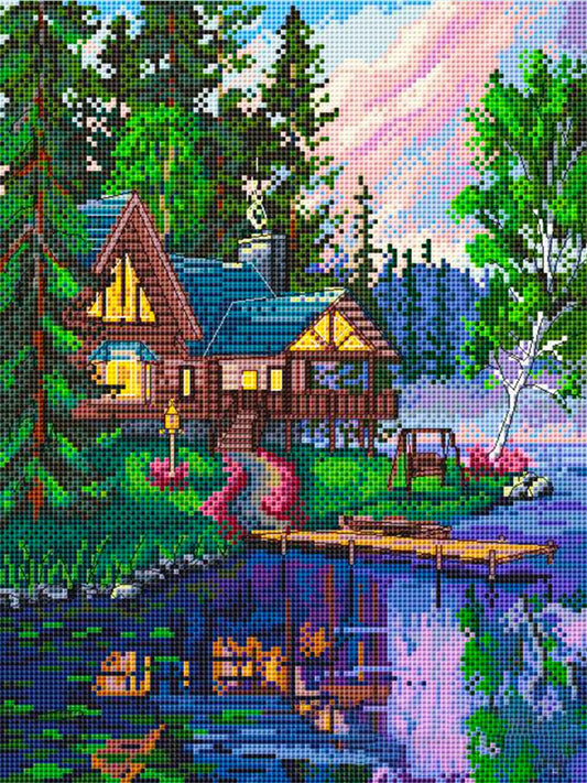 Counted Cross Stitch Kit House on the river DIY Kolorova