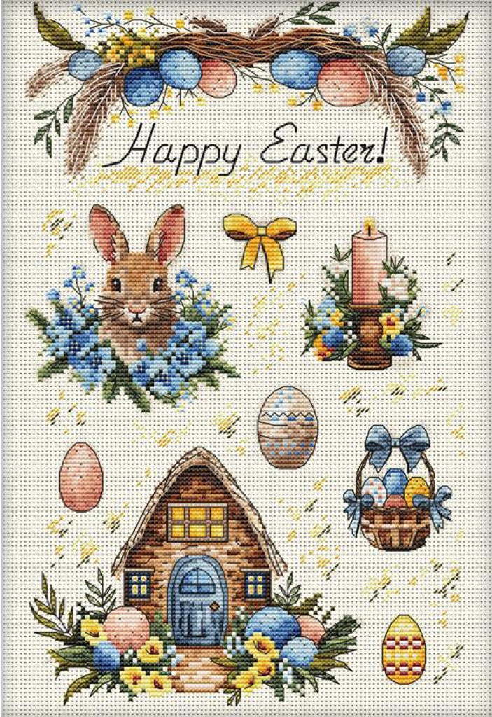 Counted Cross Stitch Kit Happy Easter DIY Kolorova