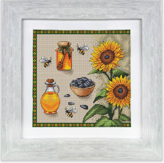 Kit de broderie au point de croix compté Sampler Tournesols d'été DIY Toile non imprimée 