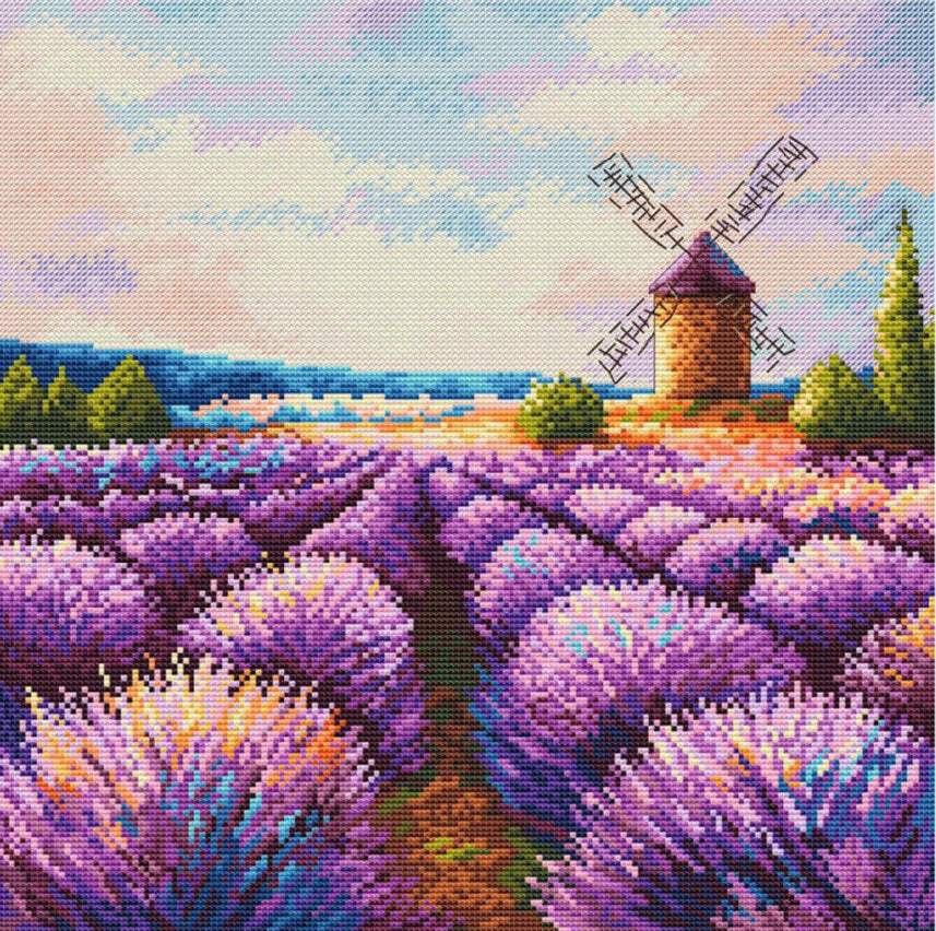 Counted Cross Stitch Kit Lavender field DIY Kolorova