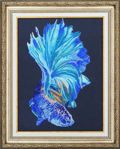 Bead Embroidery Kit Blue fish DIY Tela Artis