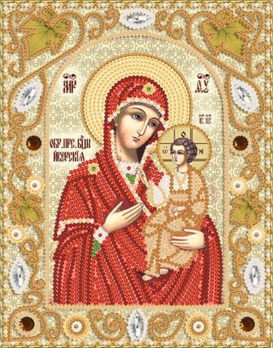 Bead Embroidery Kit Orthodox Iveron Icon Mother of God Virgin Mary DIY Marichka