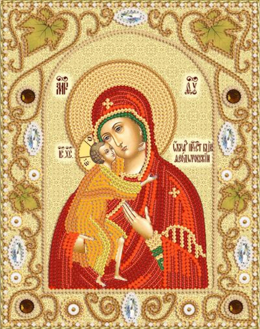 Bead Embroidery Kit Orthodox Icon Mother of God Virgin Mary DIY Marichka