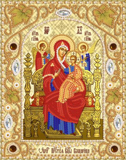 Bead Embroidery Kit Orthodox Icon Mother of God Virgin Mary DIY Marichka