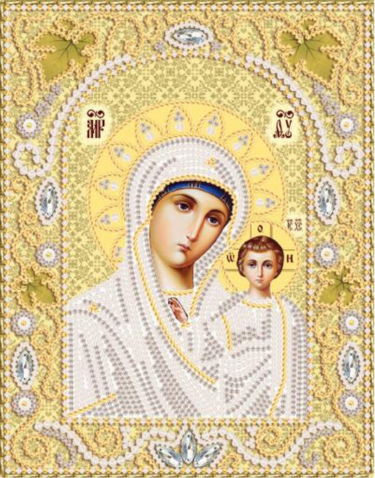 Bead Embroidery Kit Orthodox Icon Mother of God Virgin Mary DIY Marichka