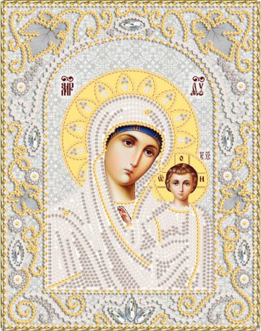 Bead Embroidery Kit Orthodox Icon Mother of God Virgin Mary DIY Marichka