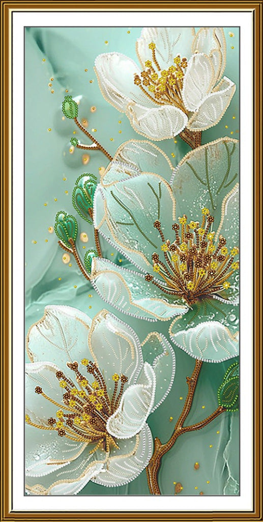 Bead Embroidery Kit Delicate flowers DIY Nova Sloboda