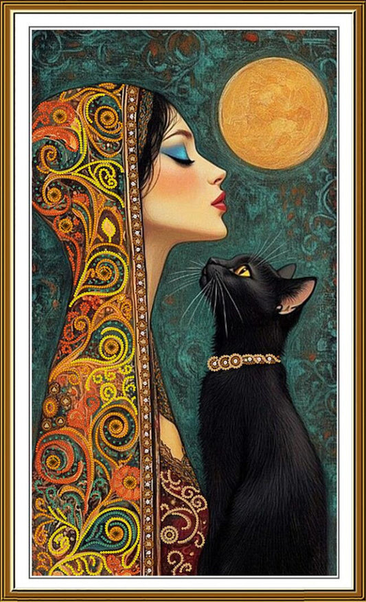 Bead Embroidery Kit Beauty and Cat DIY Nova Sloboda