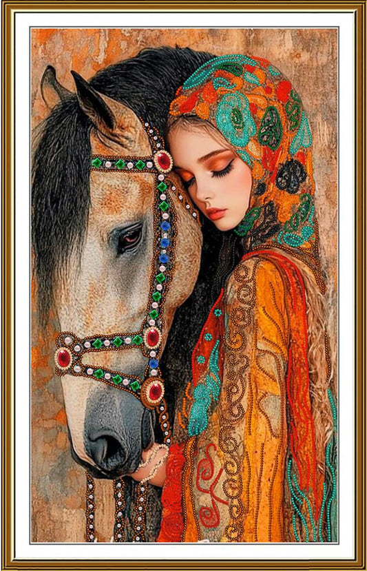Bead Embroidery Kit Girl and Horse DIY Nova Sloboda