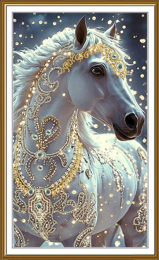 Bead Embroidery Kit White horse DIY Nova Sloboda