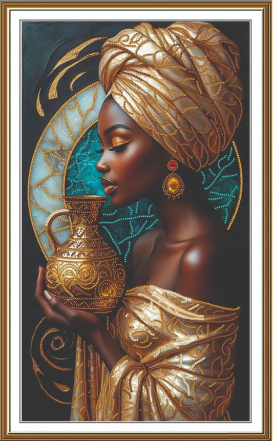 Bead Embroidery Kit Golden Guardian of the Nile DIY Nova Sloboda
