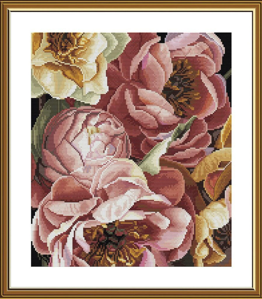Counted Cross Stitch Kit Peonies Flowers DIY Nova Sloboda