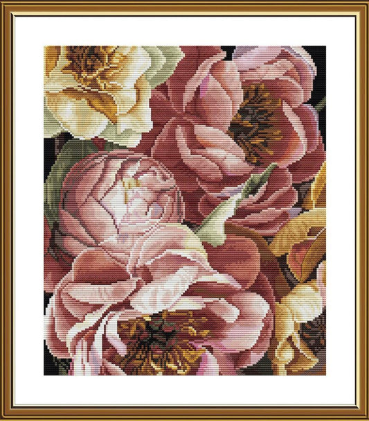 Counted Cross Stitch Kit Peonies Flowers DIY Nova Sloboda