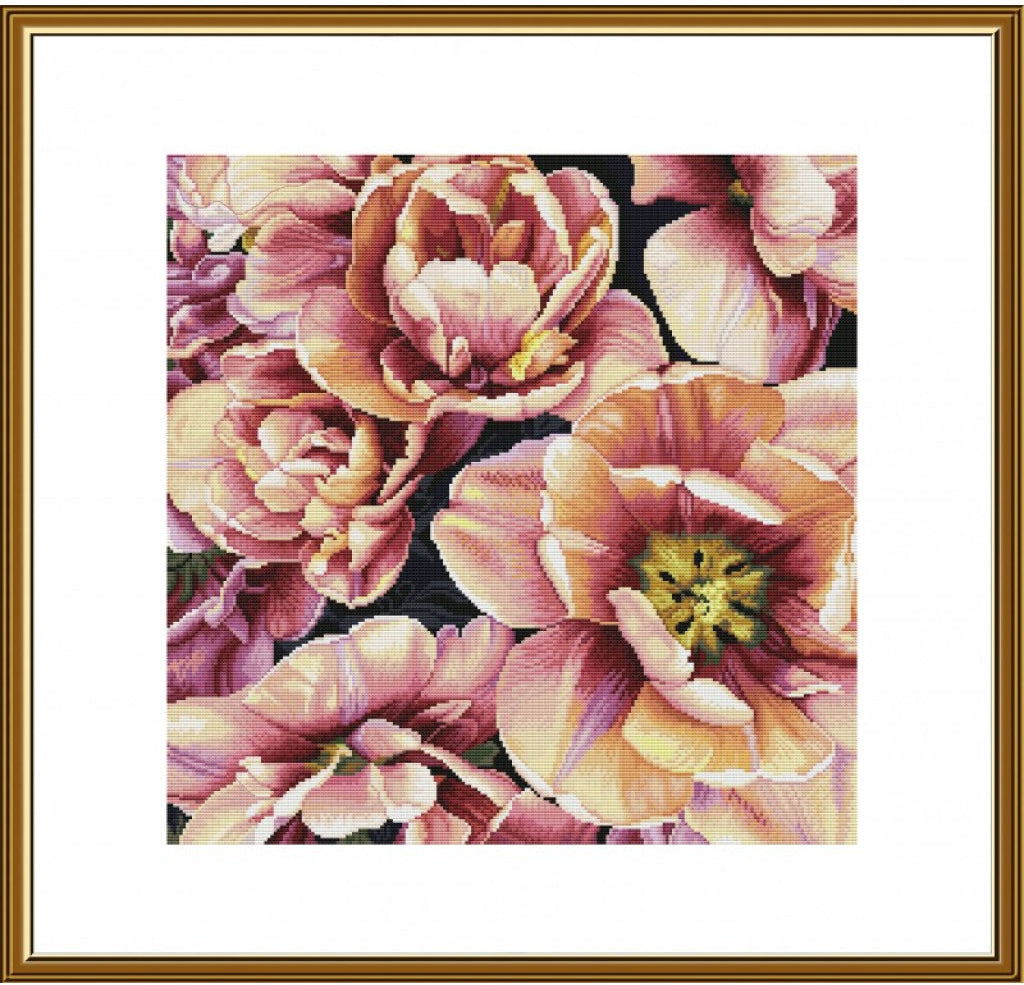 Counted Cross Stitch Kit Pink Flowers DIY Nova Sloboda