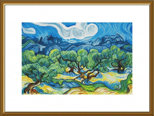 Counted Cross Stitch Kit Olive trees Van Gogh DIY Nova Sloboda