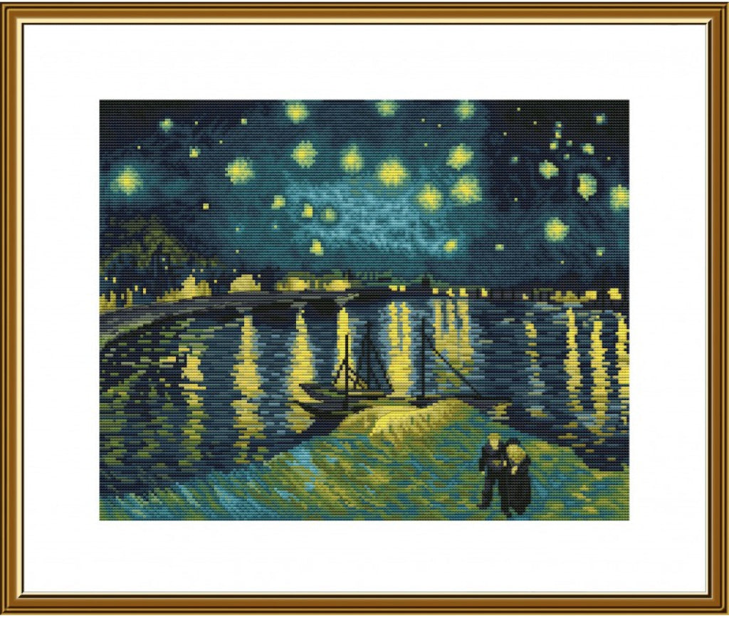 Counted Cross Stitch Kit Starry night over the Rhone Van Gogh DIY Nova Sloboda