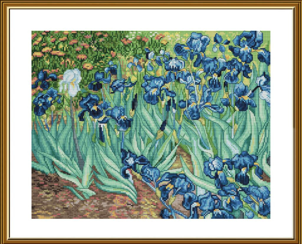 Counted Cross Stitch Kit Irises Flowers Van Gogh DIY Nova Sloboda