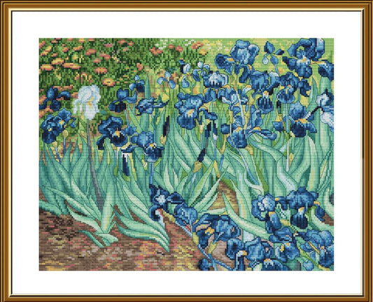 Counted Cross Stitch Kit Irises Flowers Van Gogh DIY Nova Sloboda