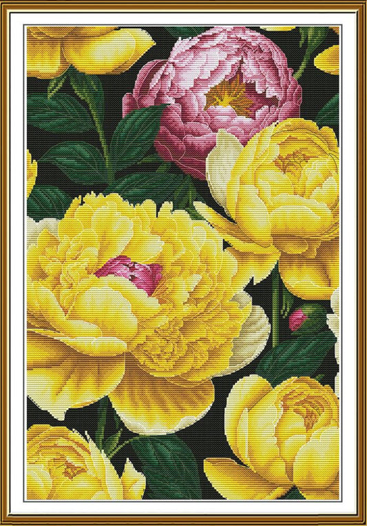 Counted Cross Stitch Kit Peonies Flowers DIY Nova Sloboda