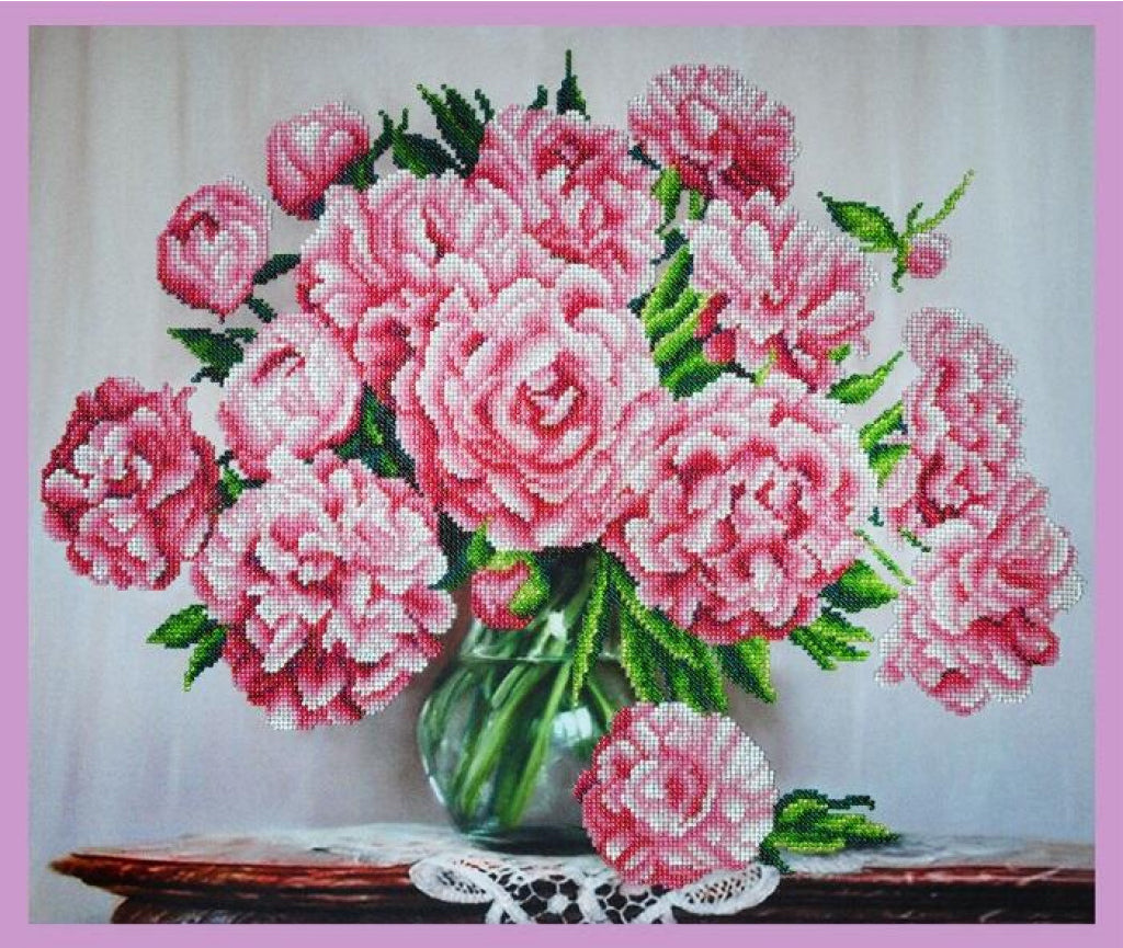 Bead Embroidery Kit Peonies Flowers DIY