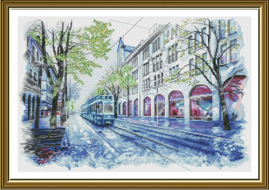 Counted Cross Stitch Kit Tram DIY Nova Sloboda