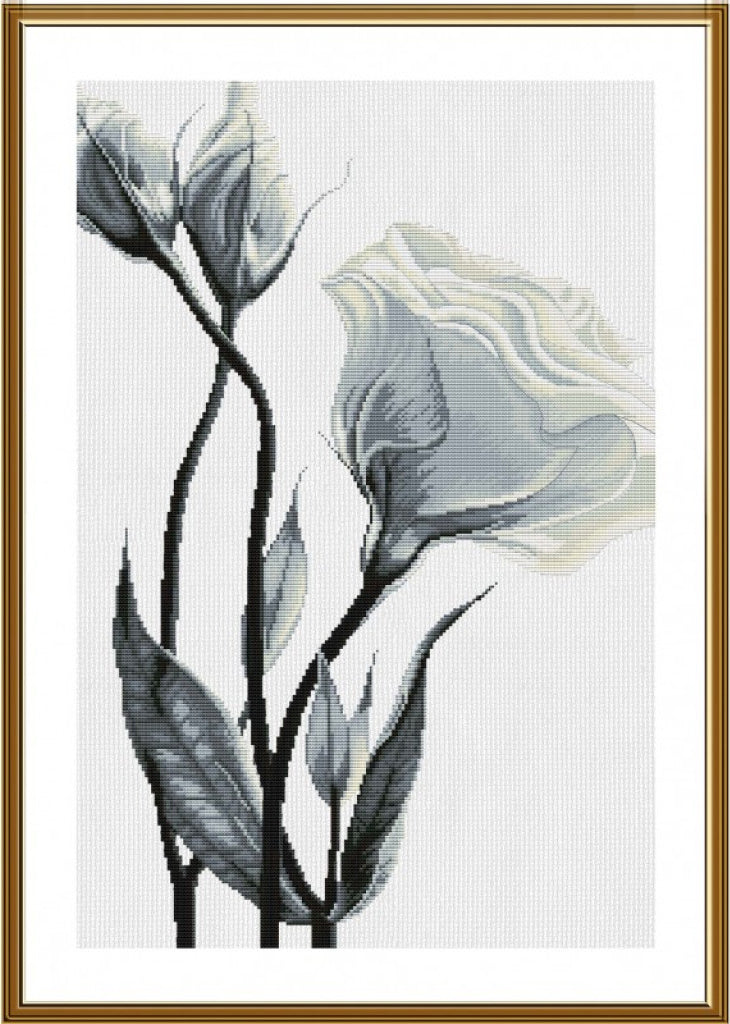 Counted Cross Stitch Kit White Flowers DIY Nova Sloboda