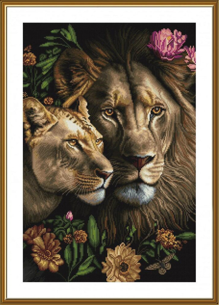 Counted Cross Stitch Kit Lions DIY Nova Sloboda