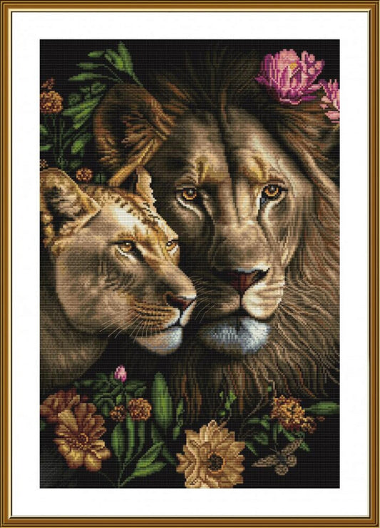 Counted Cross Stitch Kit Lions DIY Nova Sloboda