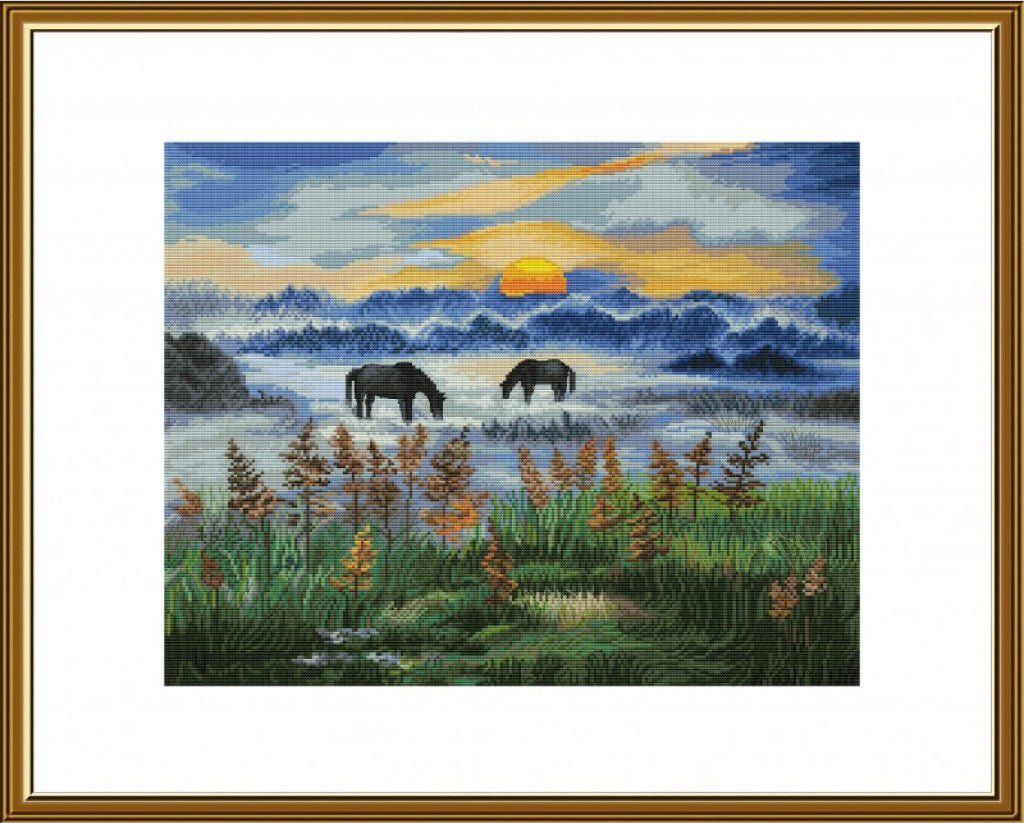 Counted Cross Stitch Kit Sunset DIY Nova Sloboda