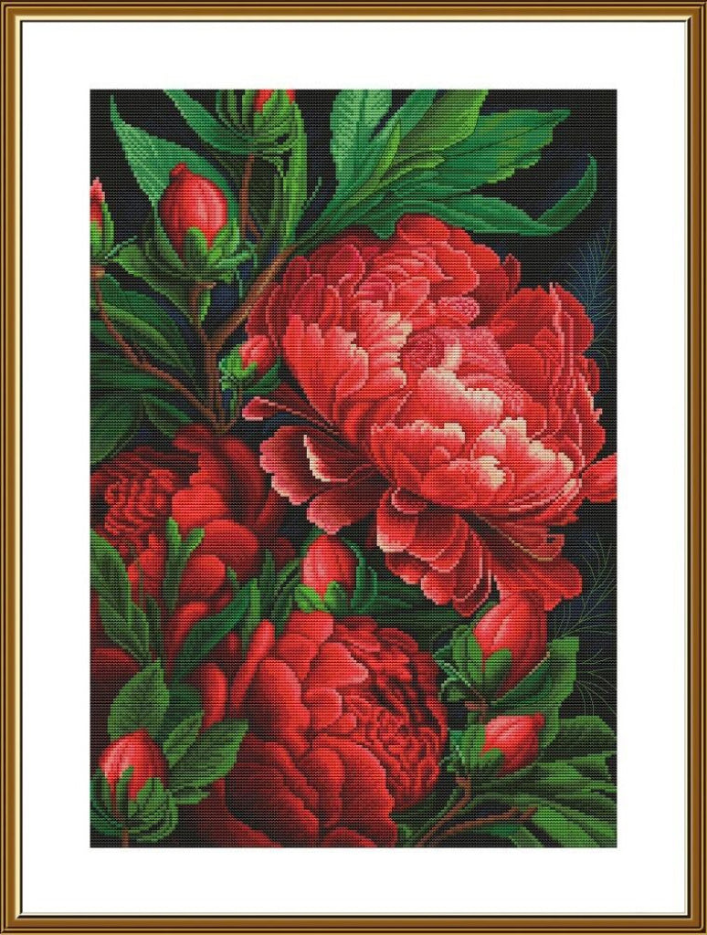 Counted Cross Stitch Kit Peonies Flowers DIY Nova Sloboda