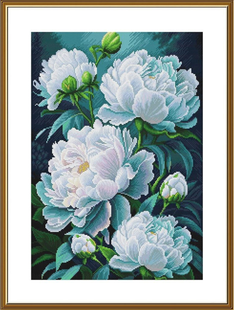 Counted Cross Stitch Kit Peonies Flowers DIY Nova Sloboda